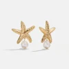 Alana Starfish Earrings - Gold/Pearl