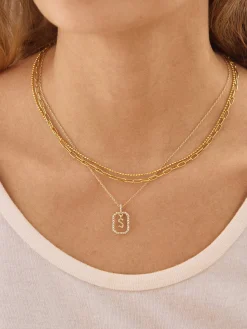Alicia Initial Necklace - Gold/Pavé