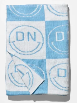 All Smiles Custom Blanket - Light Blue/White