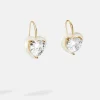 Alma Earrings - Jeweled White Heart Drop Earrings
