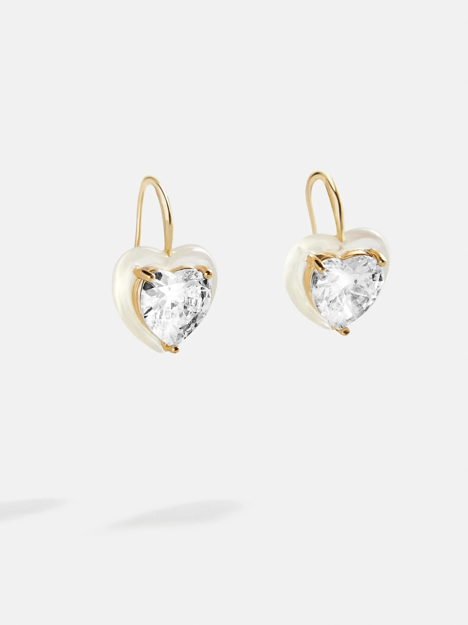 Alma Earrings - Jeweled White Heart Drop Earrings