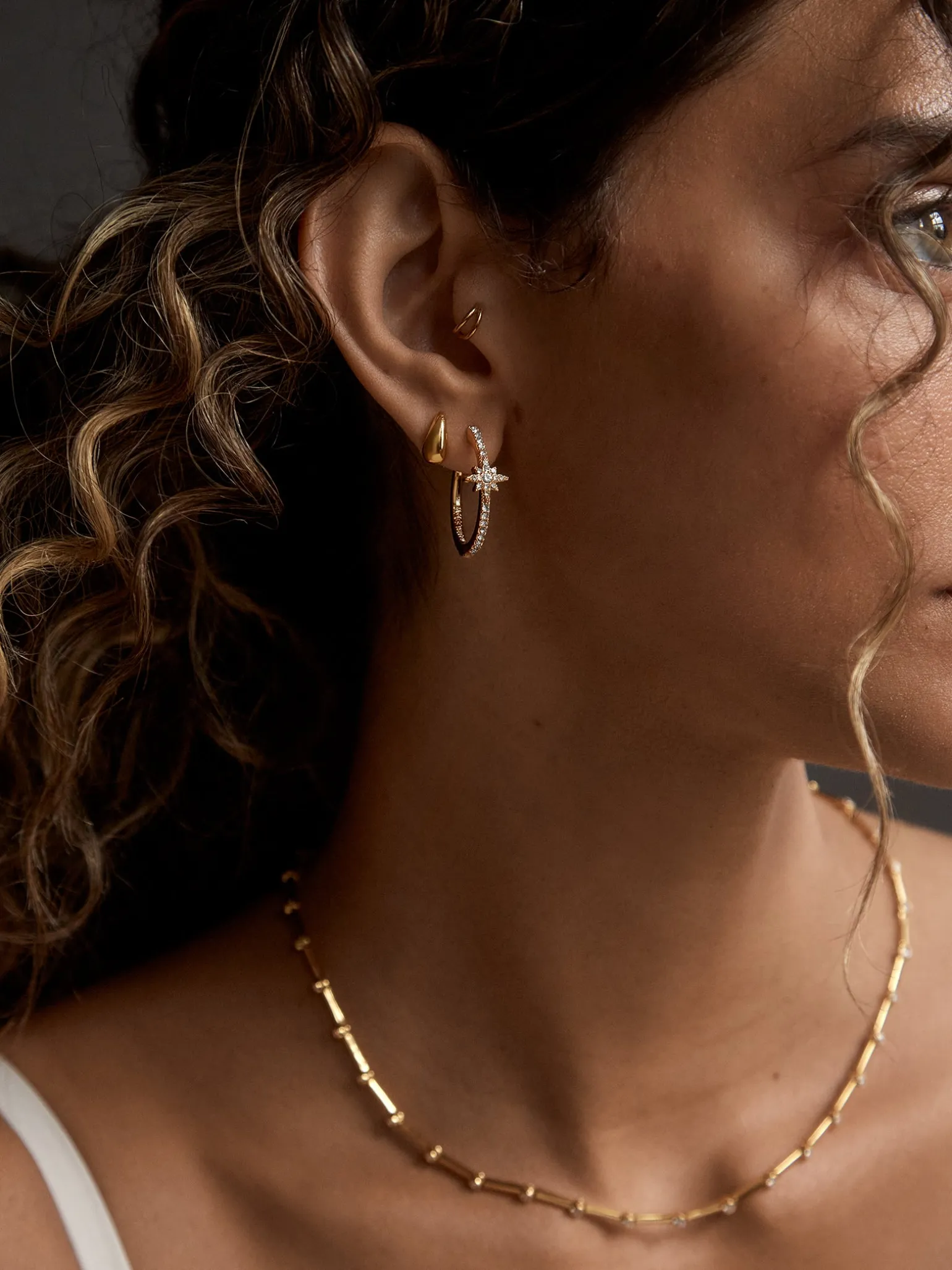 Astra Celestial Hoop Earrings - Gold/Pavé