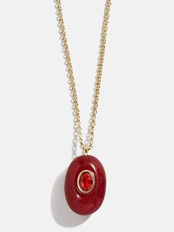 Aura Semi-Precious Pendant Necklace - Red
