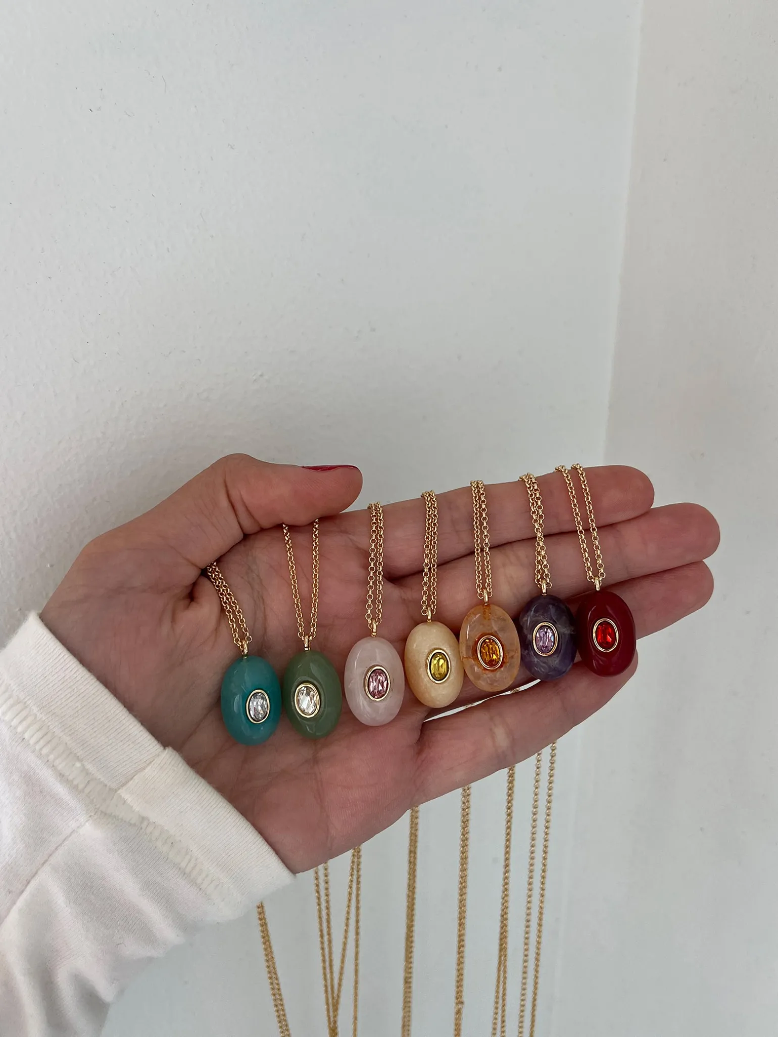 Aura Semi-Precious Pendant Necklace - Yellow