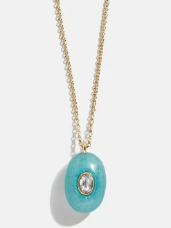 Aura Semi-Precious Pendant Necklace - Light Blue