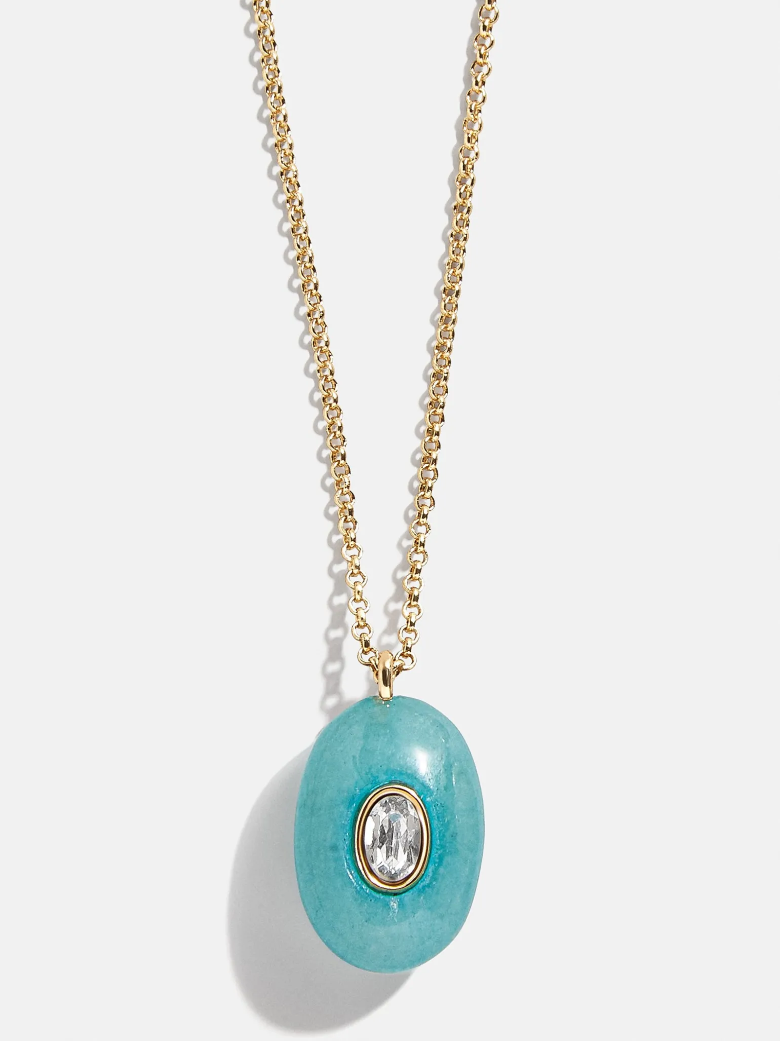 Aura Semi-Precious Pendant Necklace - Light Blue