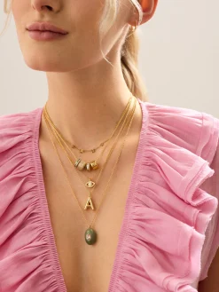 Aura Semi-Precious Pendant Necklace - Green