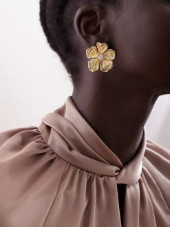Baby Bloomer Earrings - Gold/Pavé