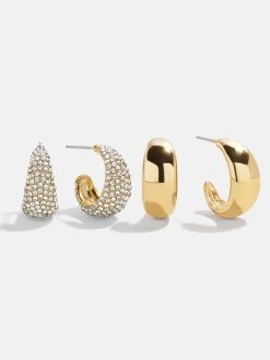 Bay Waterproof Earring Set - Gold/Pavé