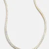 Bennett 18K Gold Vermeil Adjustable Classic Tennis Necklace - Gold/Pavé