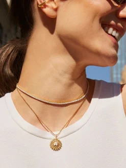 Bennett 18K Gold Vermeil Adjustable Classic Tennis Necklace - Gold/Pavé
