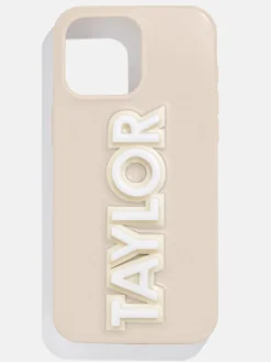 Block Font Custom iPhone Case - Beige/White