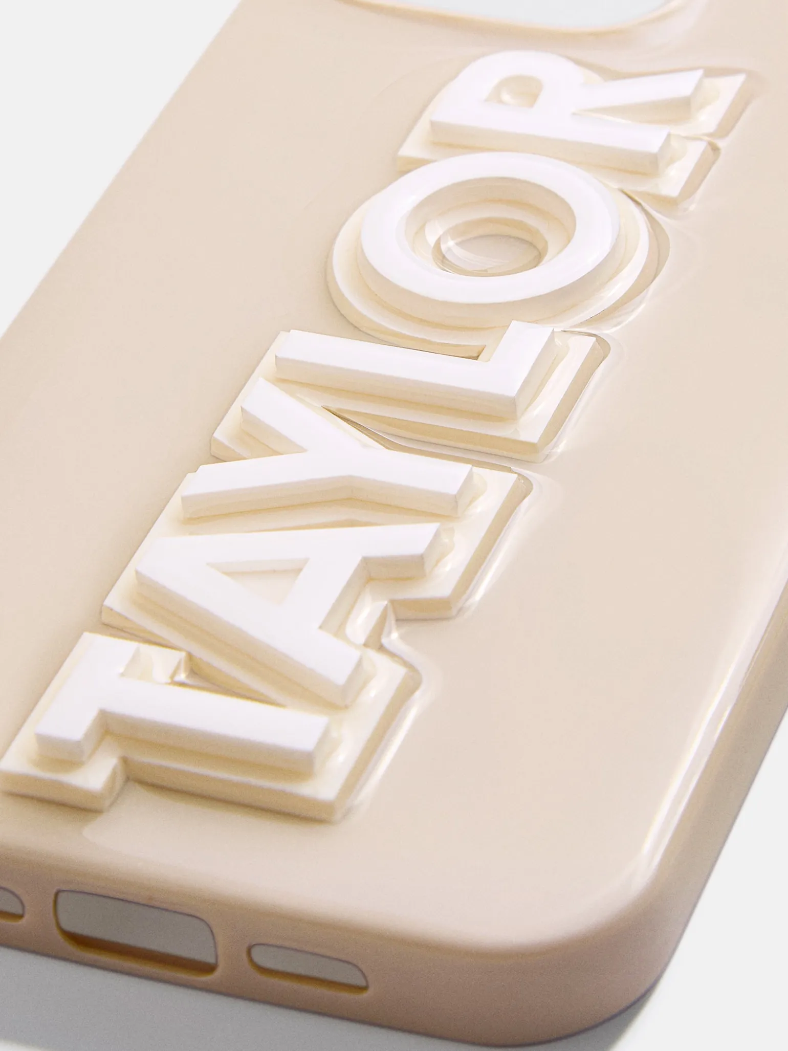 Block Font Custom iPhone Case - Beige/White