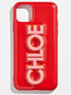 Block Font Custom iPhone Case - Bright Red/Pink