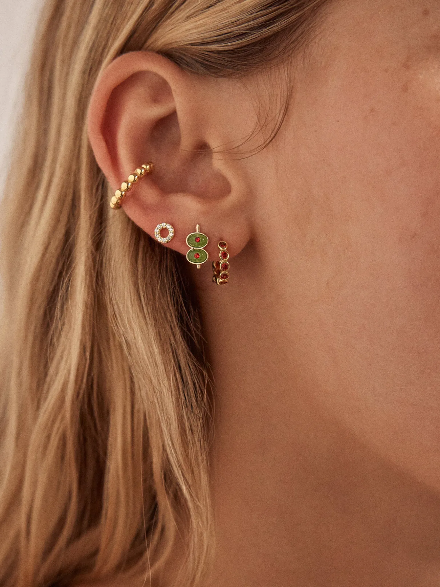 Briny Baby Olive Earrings - Green
