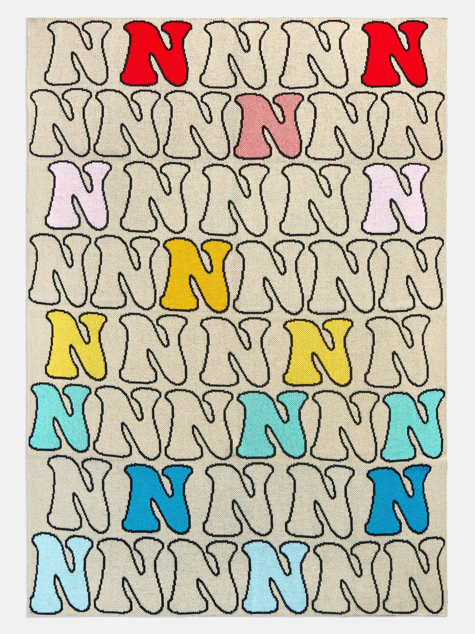 Bubble Initial Standout Custom Blanket - Beige/Multi