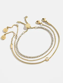 Catherine Waterproof Bracelet Set - Gold/Pavé