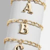 Chunky Charm Initial Bracelet - Gold