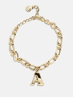 Chunky Charm Initial Bracelet - Gold