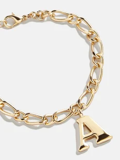 Chunky Charm Initial Bracelet - Gold