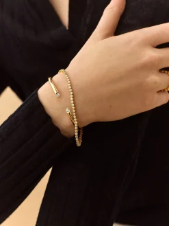 Clara Classic Bezel Cuff - Gold/Pavé