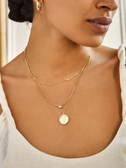 Classic 18K Gold Vermeil Custom Medallion Necklace - Gold/Pavé