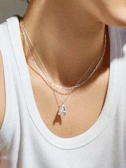 Classic Silver Initial Necklace - Silver