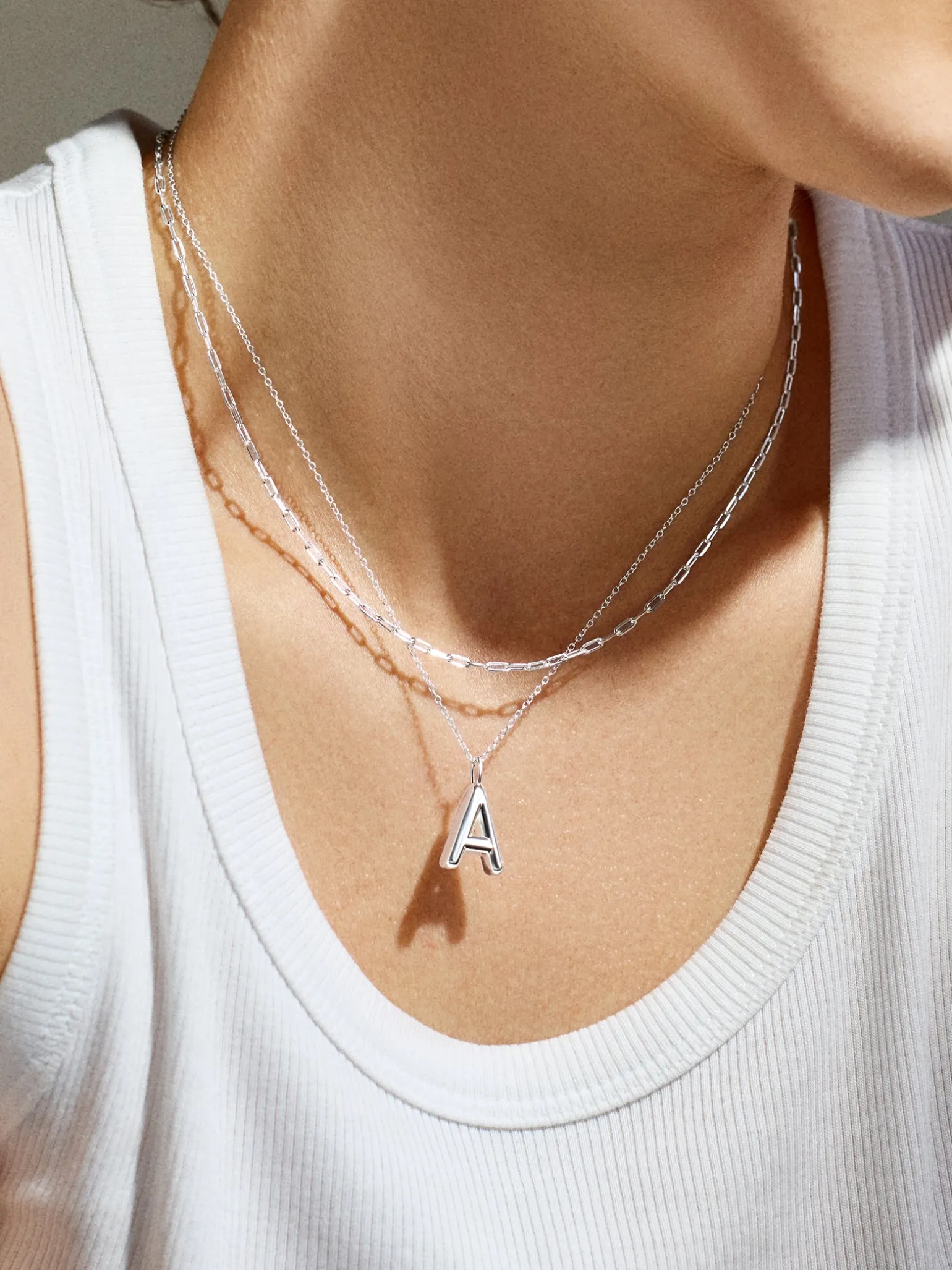 Classic Silver Initial Necklace - Silver