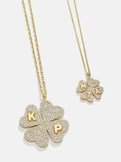 Clover 18K Gold Vermeil Custom Pendant Necklace - 18K Gold Vermeil. Pavé Cubic Zirconia Stones