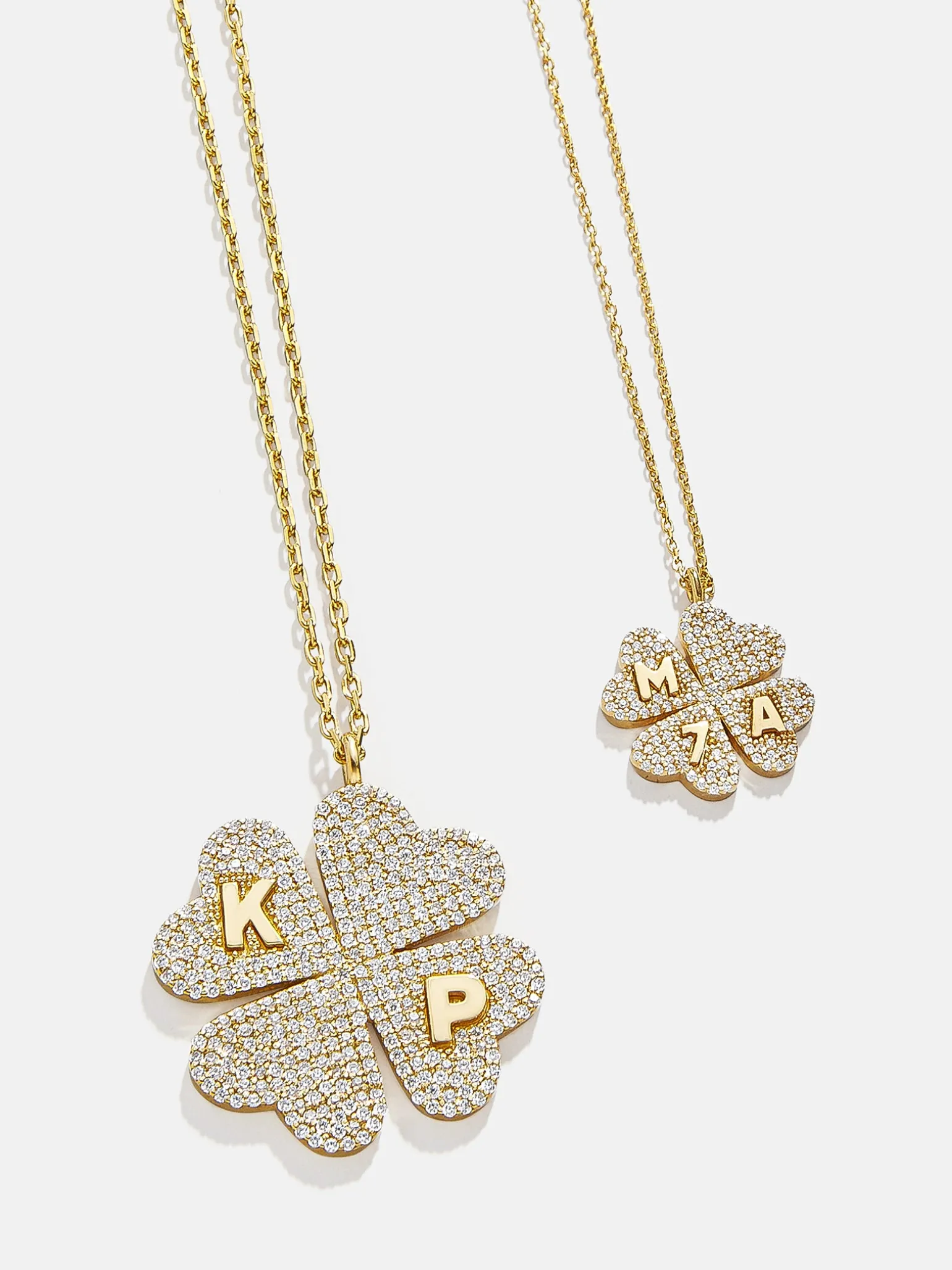Clover 18K Gold Vermeil Custom Pendant Necklace - 18K Gold Vermeil. Pavé Cubic Zirconia Stones