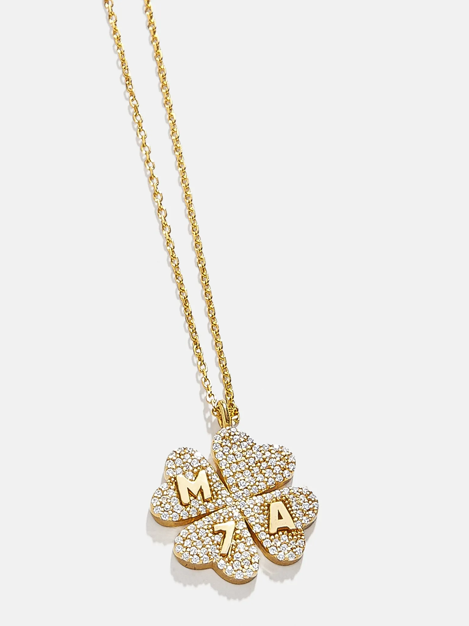 Clover 18K Gold Vermeil Custom Pendant Necklace - 18K Gold Vermeil. Pavé Cubic Zirconia Stones