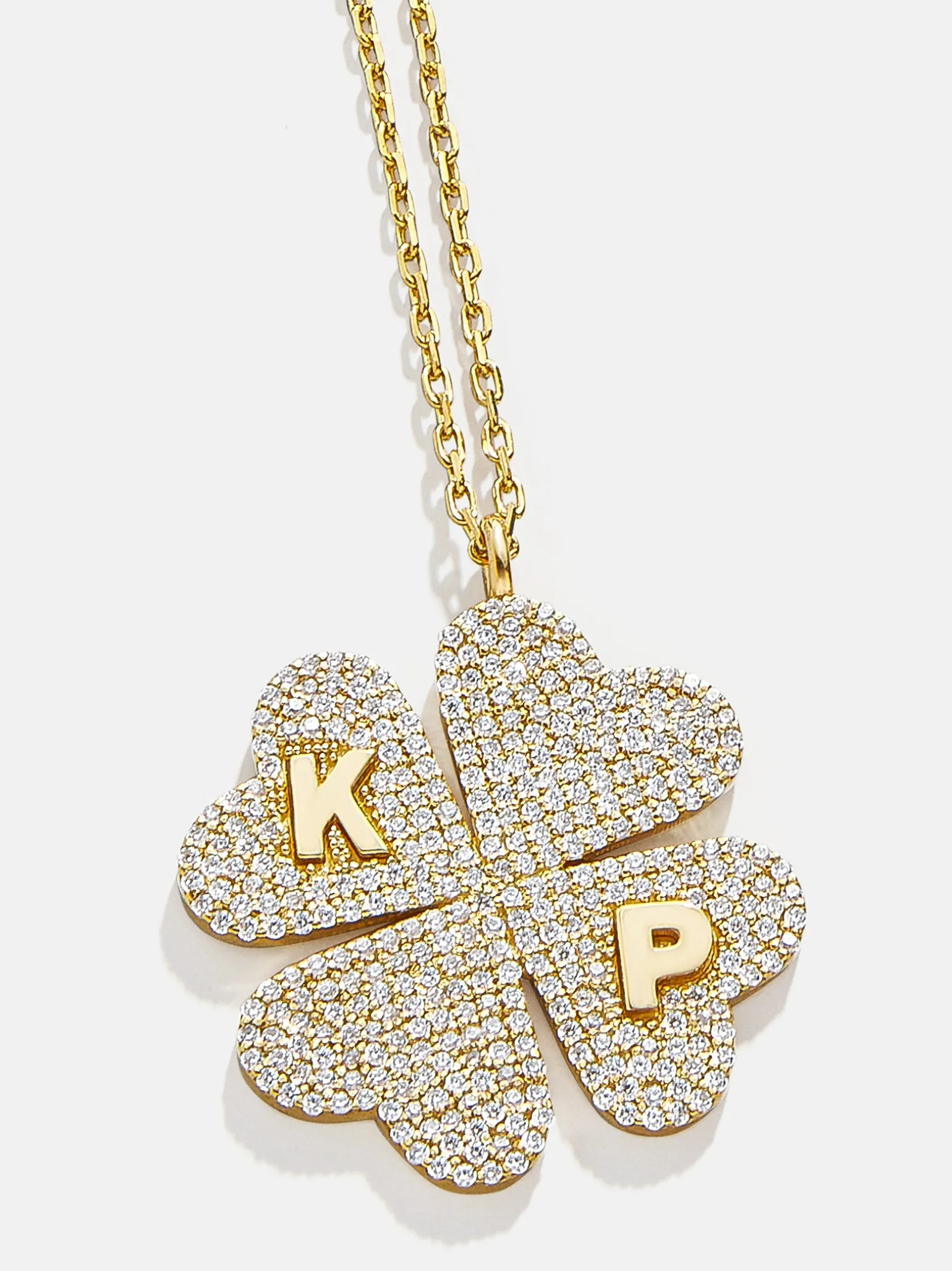 Clover 18K Gold Vermeil Custom Pendant Necklace - 18K Gold Vermeil. Pavé Cubic Zirconia Stones