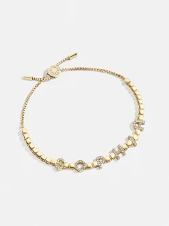 Custom Nameplate Tennis Bracelet - Gold/Pavé