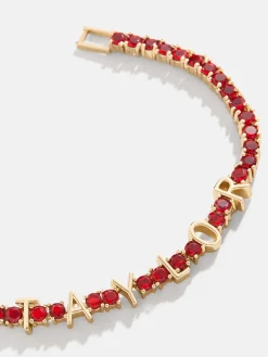 Custom Tennis Bracelet - Gold/Red