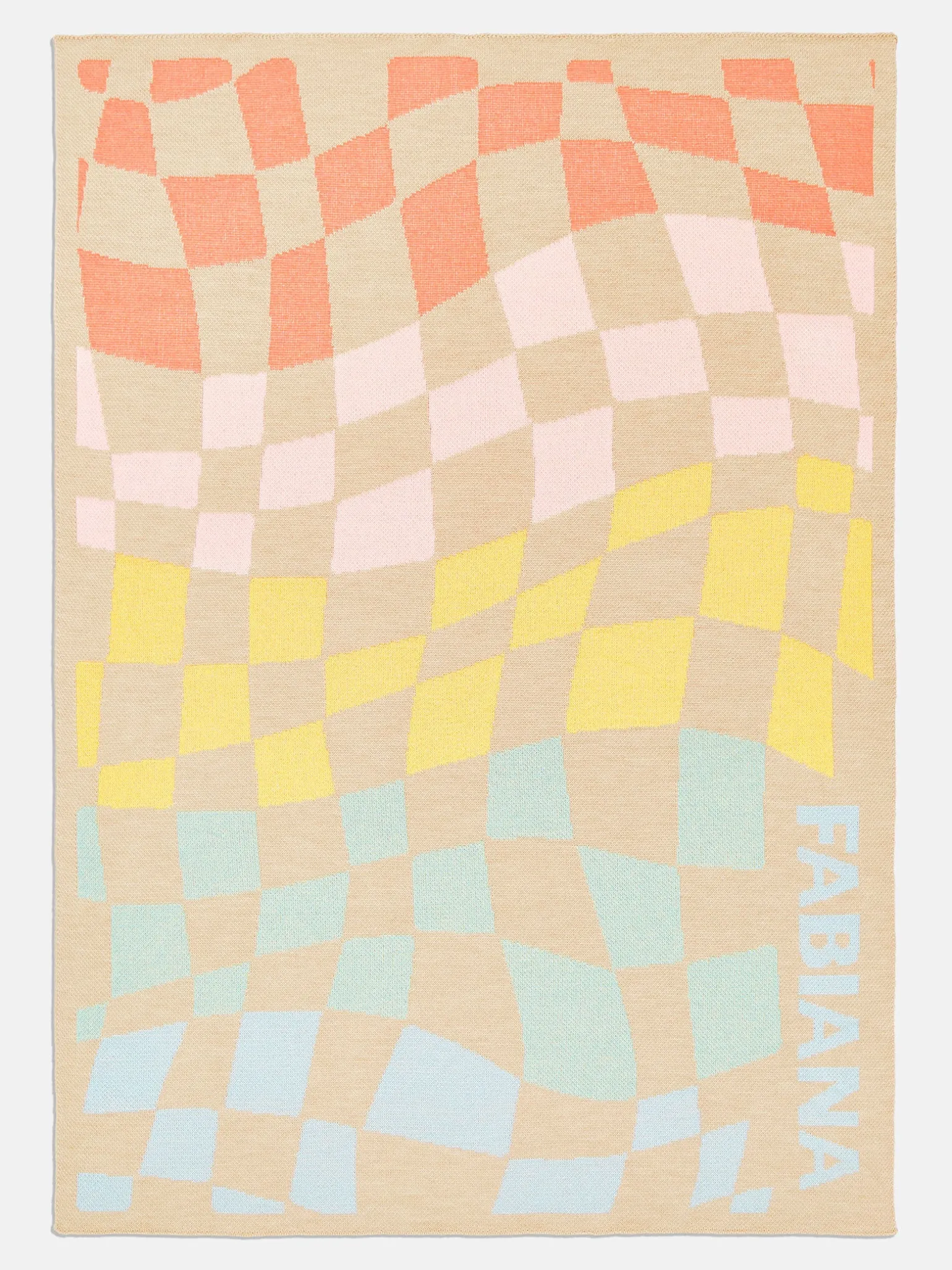 3D Check Custom Blanket - Beige/Multi