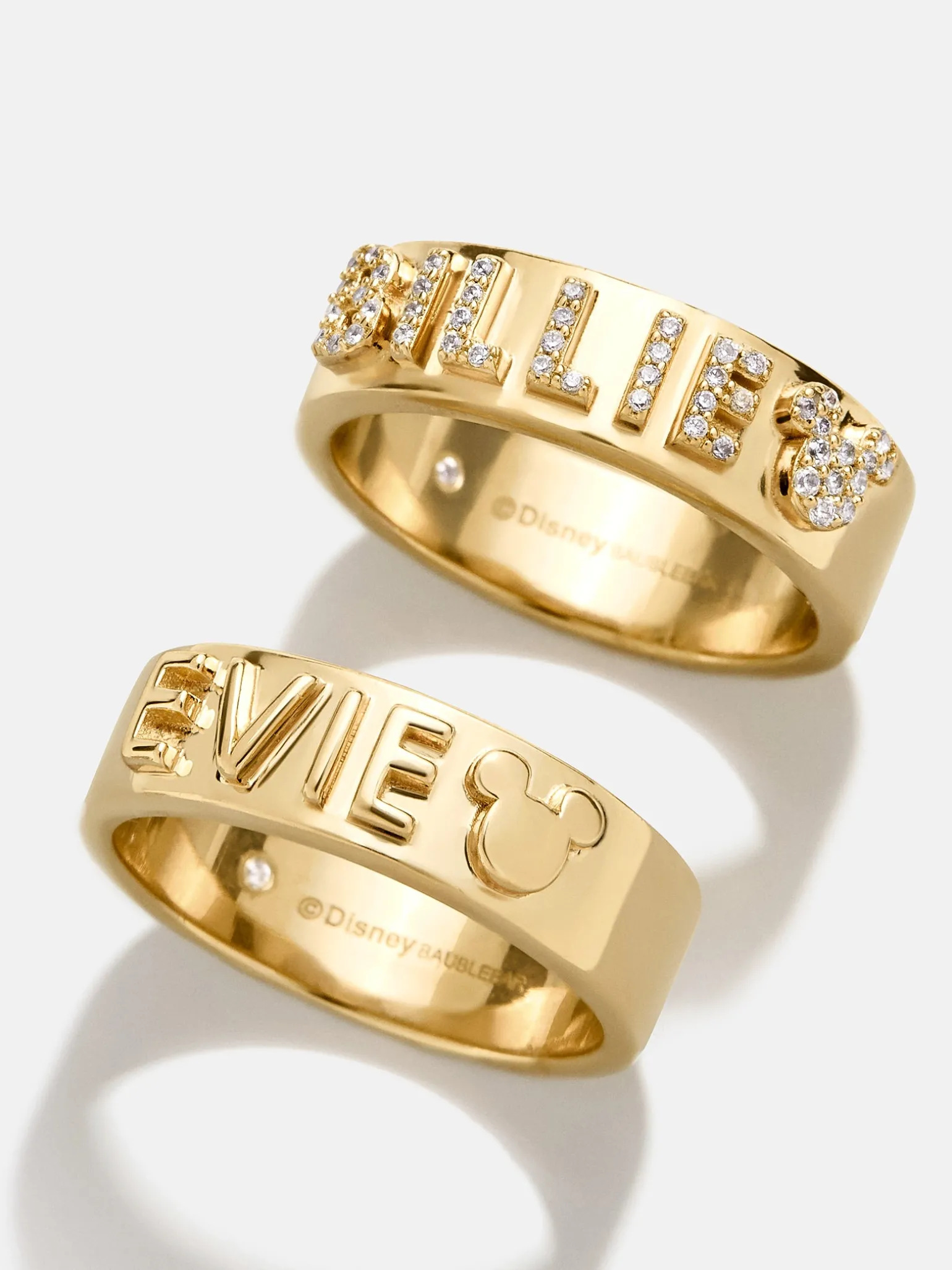 Disney 18K Gold Plated Sterling Silver Custom Block Ring - Gold/Pavé