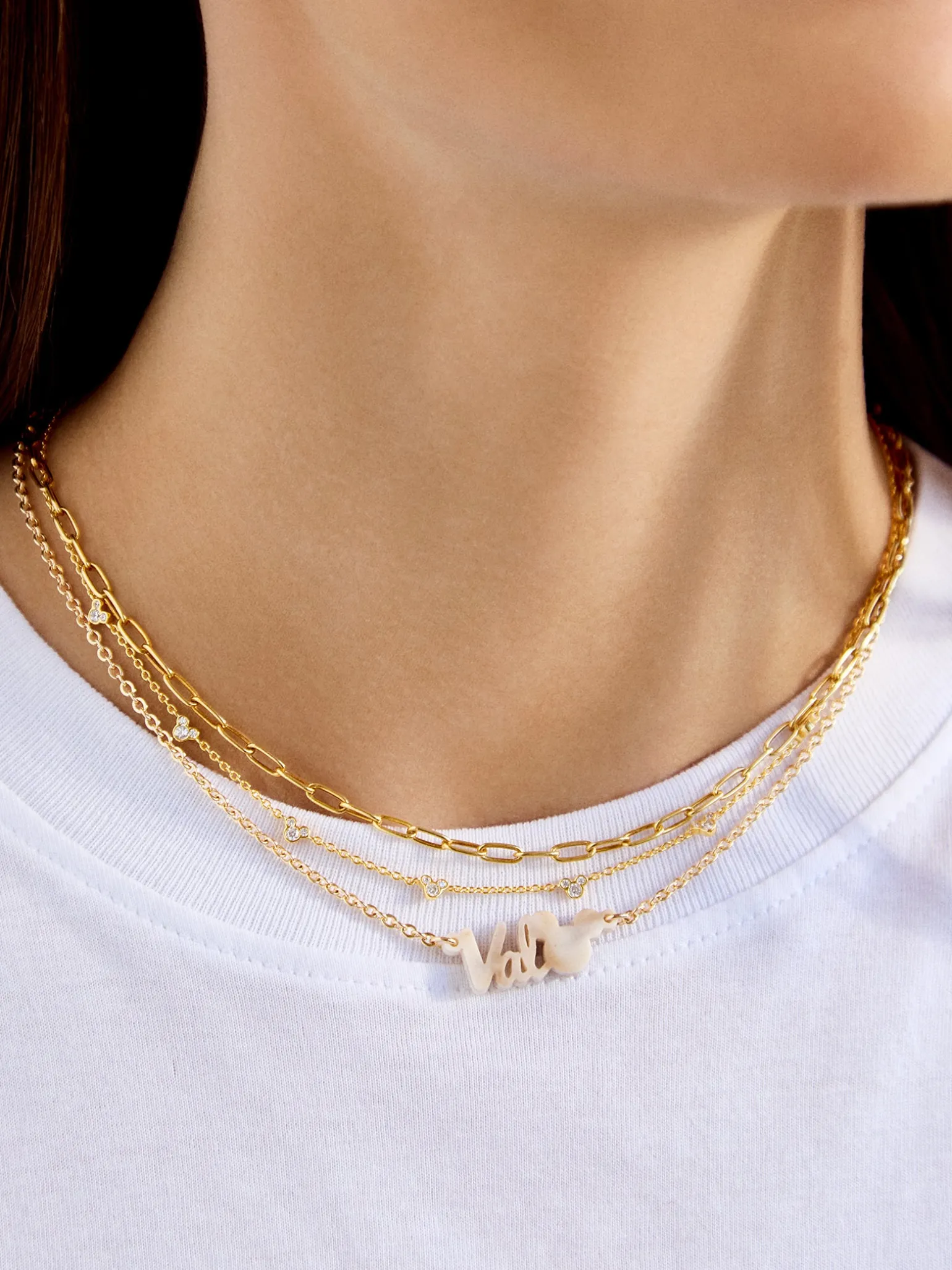 Disney Mickey Mouse Acrylic Custom Nameplate Necklace - Blonde Marble