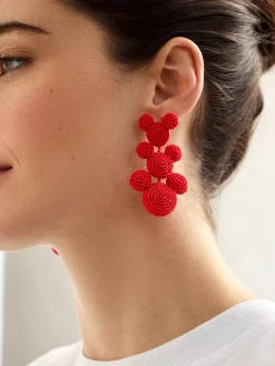 Disney Mickey Mouse Beaded Statement Earrings - Red