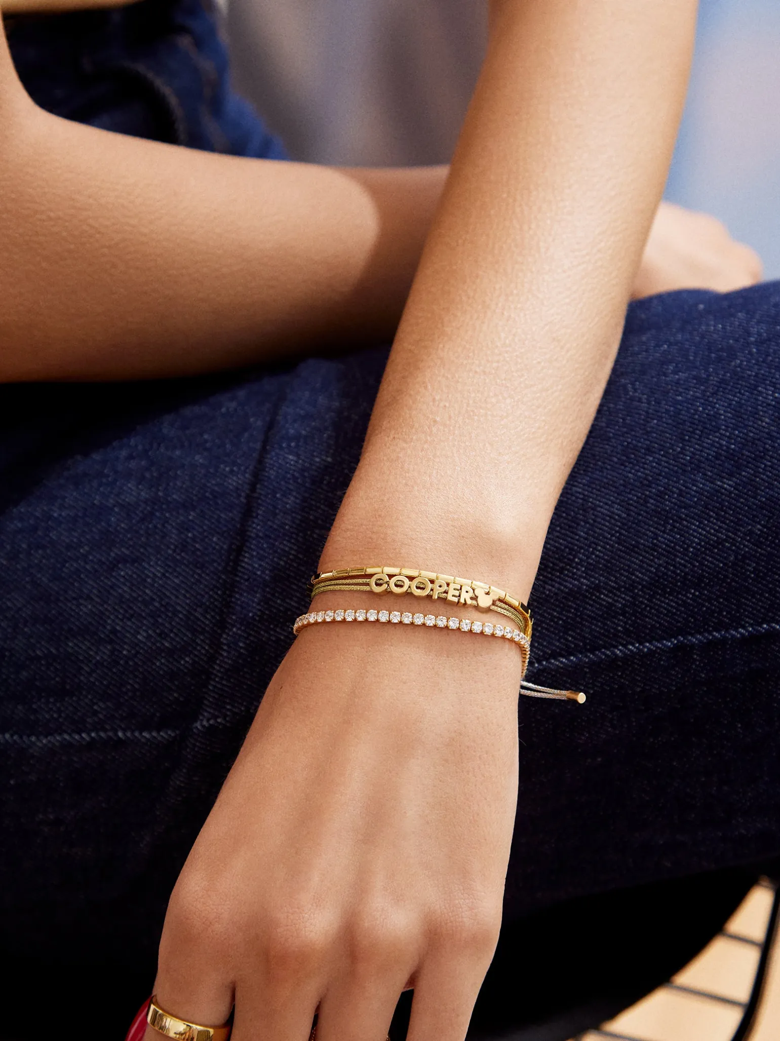 Disney Mickey Mouse Custom Cord Bracelet - Gold