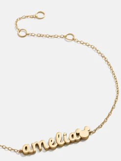Disney Mickey Mouse 18K Gold Plated Sterling Silver Custom Nameplate Bracelet - Gold