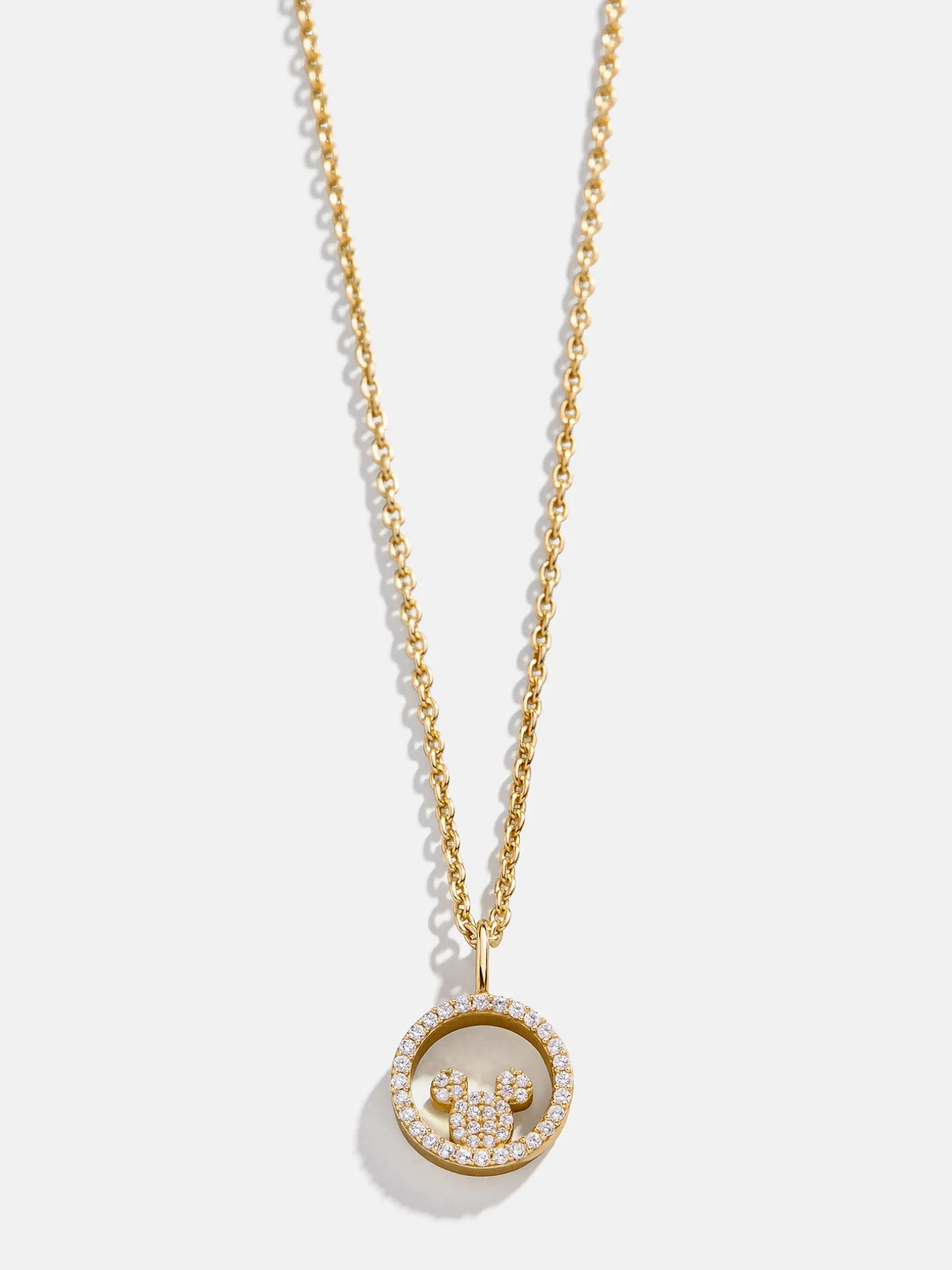 Disney Mickey Mouse 18K Gold Plated Sterling Silver Outline Pendant Necklace - Gold/Pavé