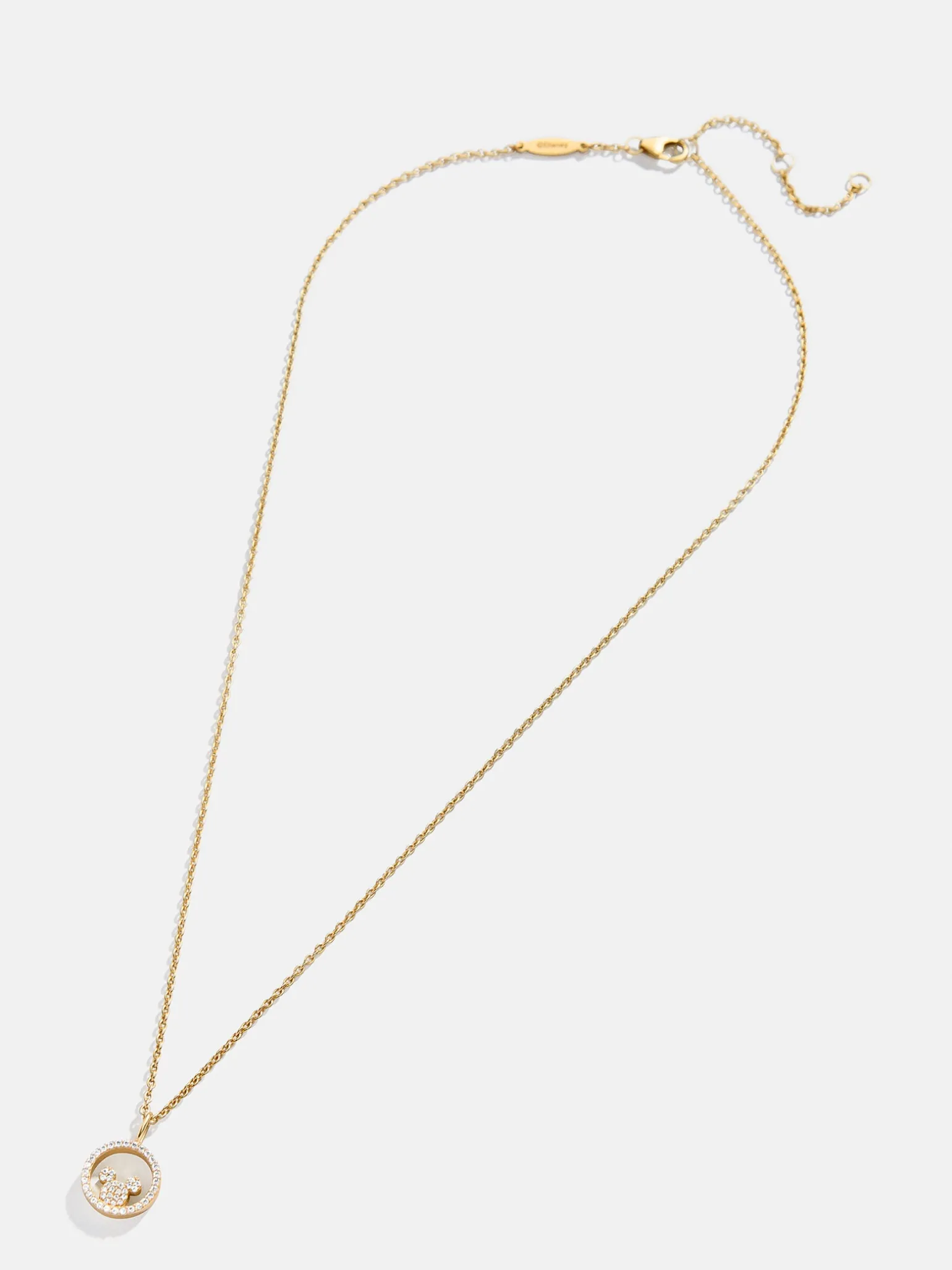 Disney Mickey Mouse 18K Gold Plated Sterling Silver Outline Pendant Necklace - Gold/Pavé