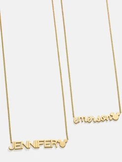 Disney Mickey Mouse 18K Gold Plated Sterling Silver Custom Nameplate Necklace - Gold/Pavé