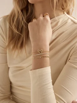 Disney Mickey Mouse 18K Gold Plated Sterling Silver Pavé Bracelet - Gold/Pavé
