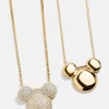 Disney Mickey Mouse Pavé Bubble Necklace - Gold/Pavé
