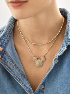Disney Mickey Mouse Pavé Bubble Necklace - Gold/Pavé