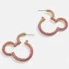Disney Mickey Mouse Pink Pavé Outline Hoop Earrings - Pink