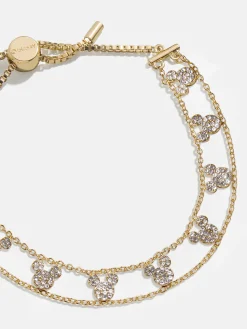 Disney Mickey Mouse Repeating Slider Bracelet - Gold/Pavé