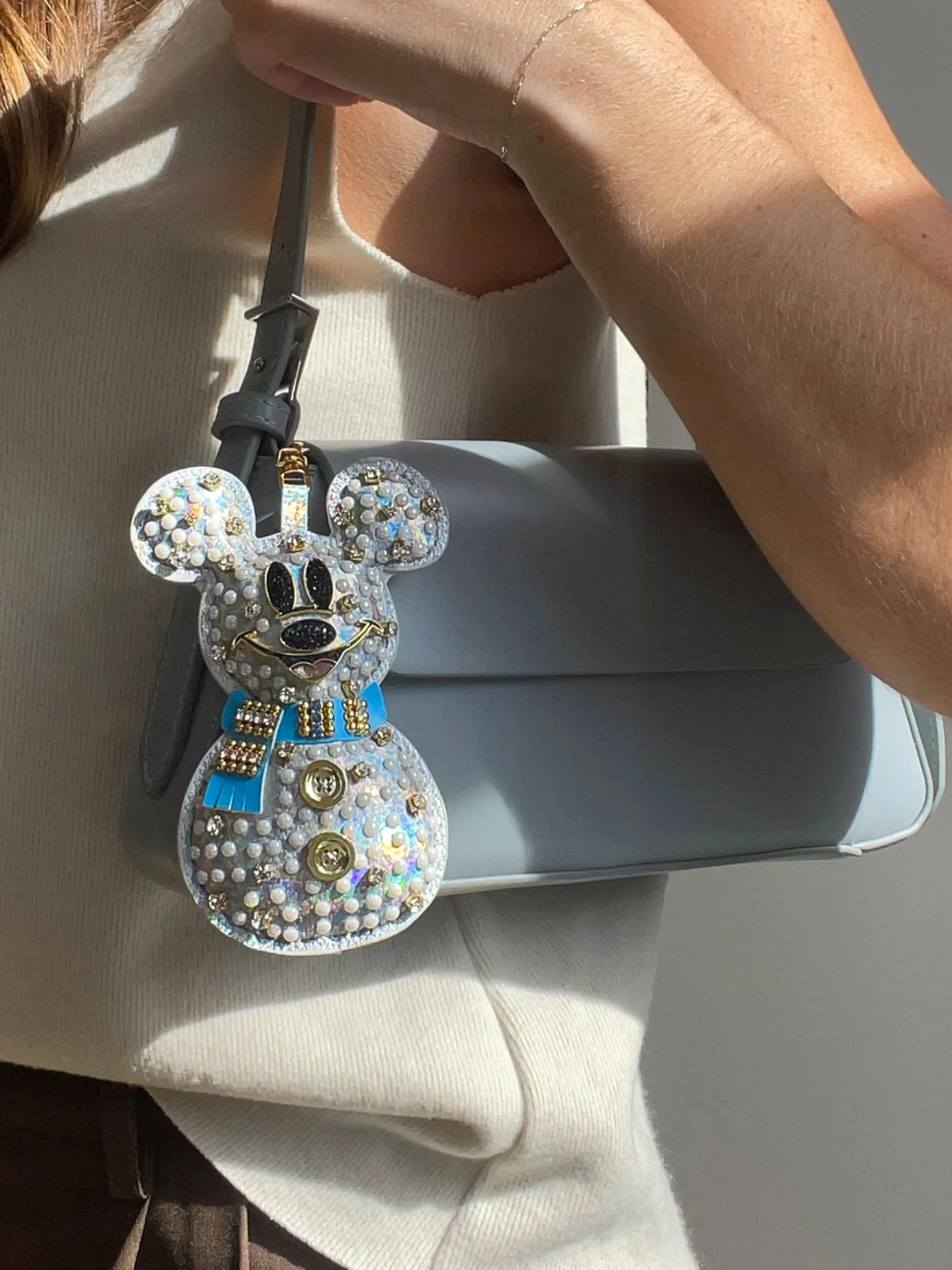 Disney Mickey Mouse Snowman Puff Bag Charm - Disney Snowman Puff Bag Charm