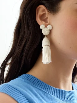 Disney Mickey Mouse Tassel Earrings - White
